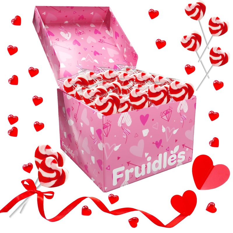 Fruidles Swirl Lollipop Heart Design, Red & White Heart Lollipops, Party Bag Fillers, Individually Wrapped (24-Pack) - Image 5